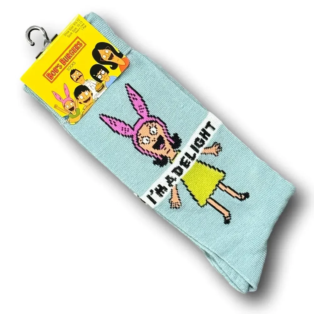 3/$20 Bob's Burgers Cartoon Louise Belcher Funny Novelty Crew Socks - NWT